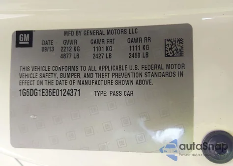 2014 Cadillac Cts Performance from USA, damaged, VIN 1G6DG1E36E0124371